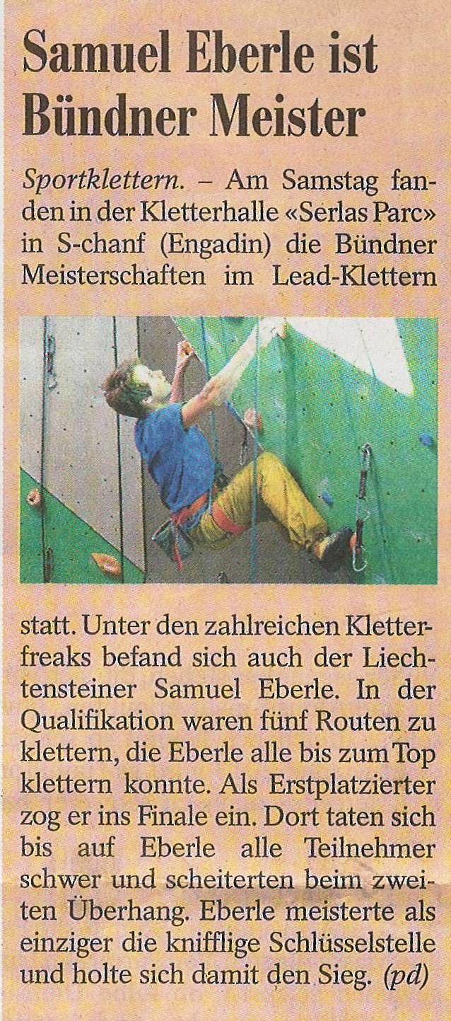 Sieg bei den Bündner Klettermeisterschaften 2012