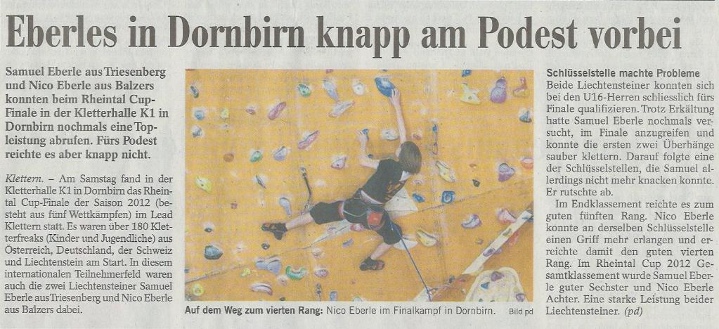 Fünfter beim Rheintalcup Finale 2012