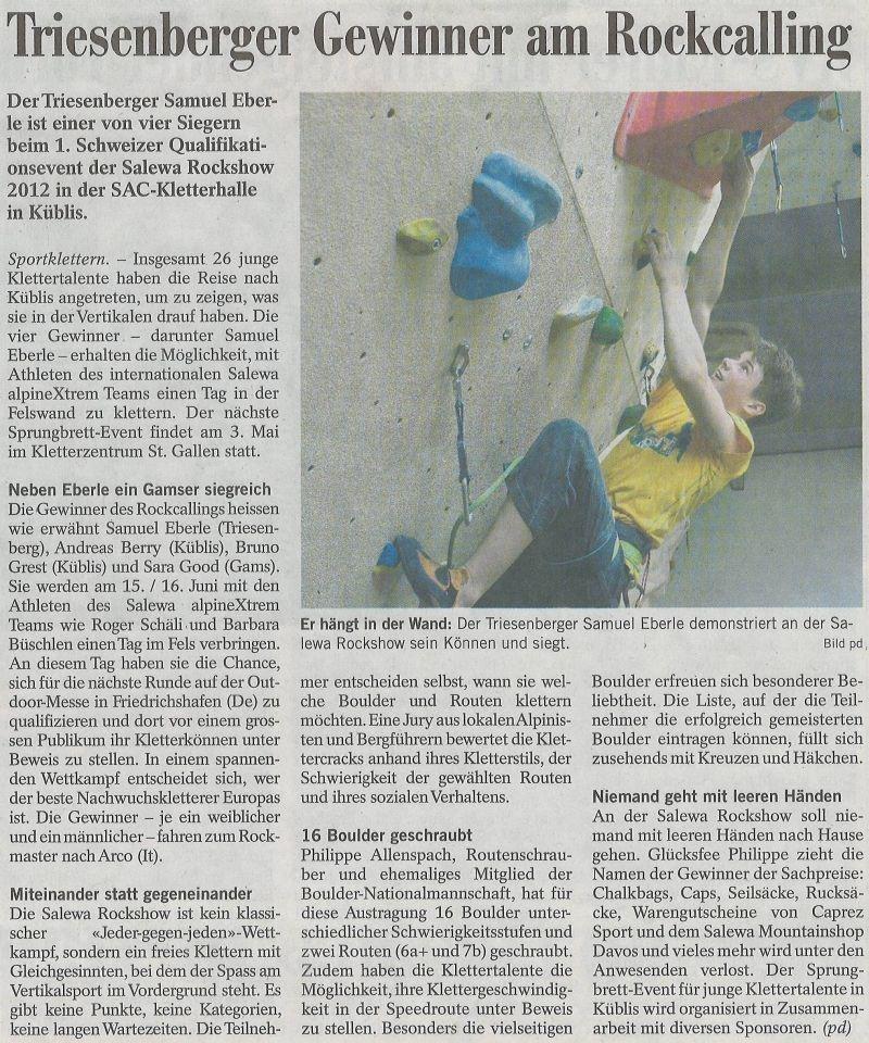 Triesenberger Gewinner am SALEWA Rockcalling 2012