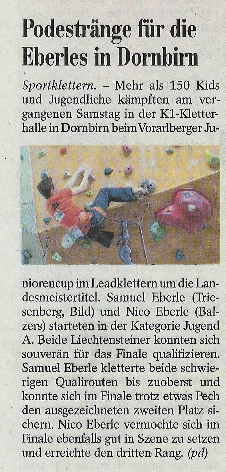 Zweiter beim Vorarlberger Juniorencup 2013