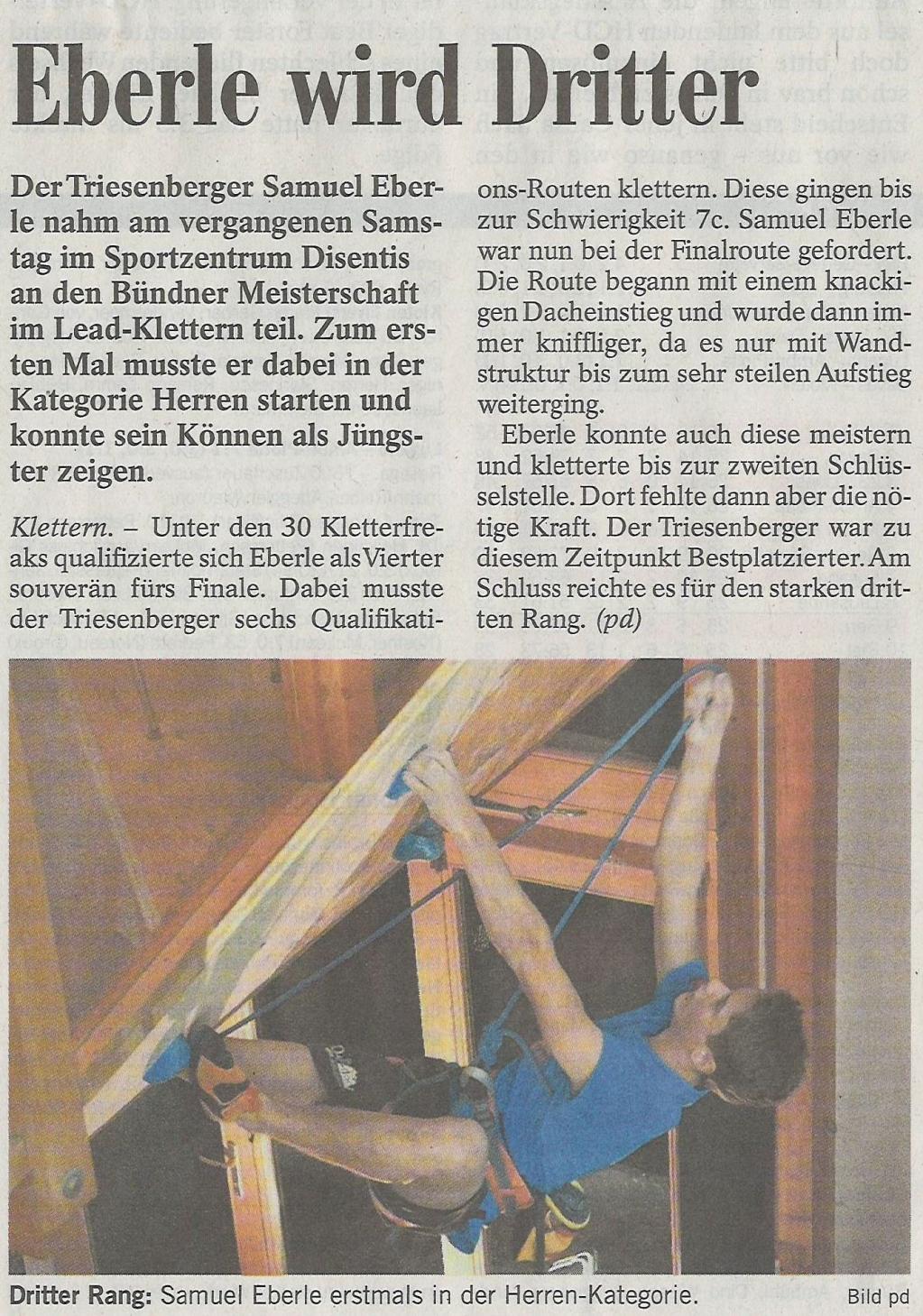 3. Rang Herren Bündner Kletter-MS 2013