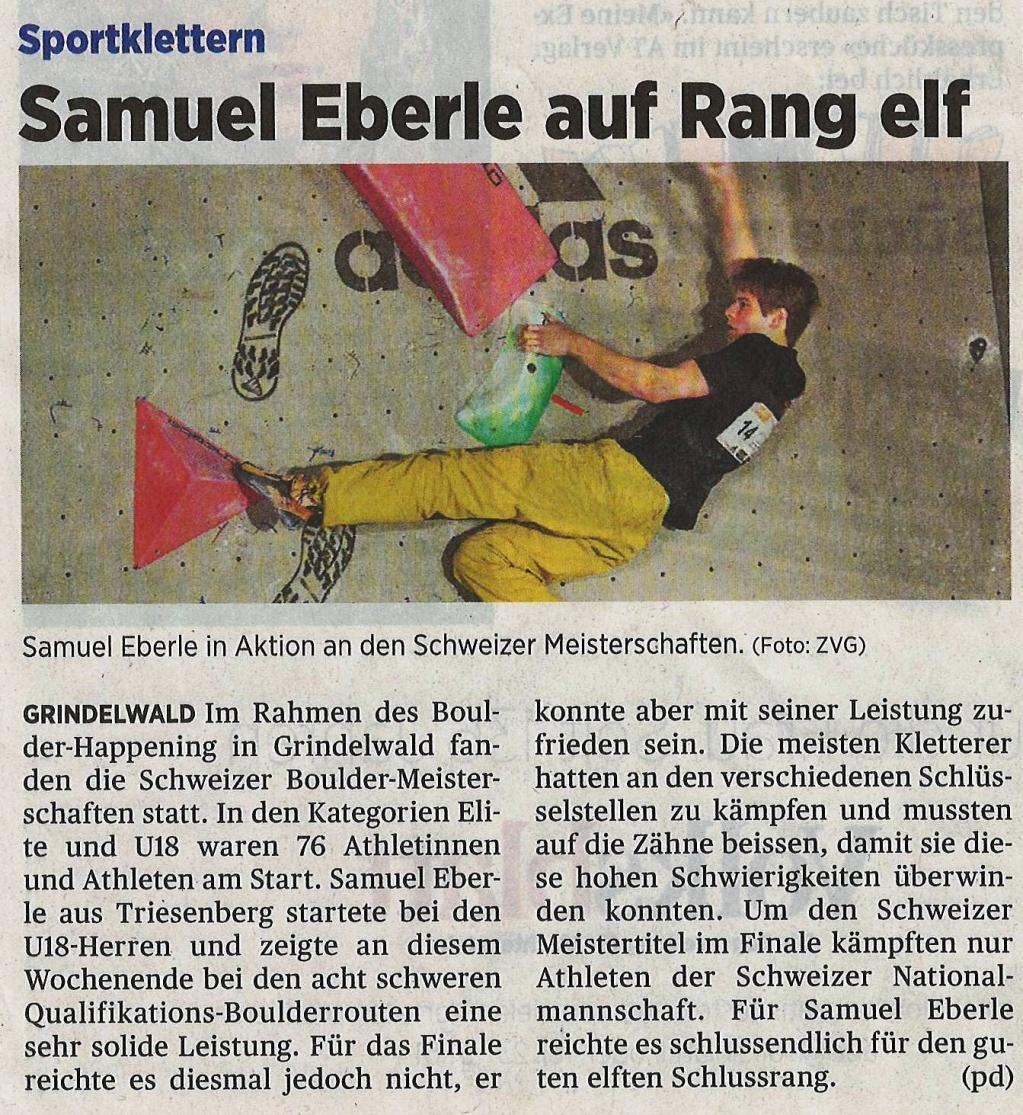 11. Rang U18 Herren, Boulder CH-Meisterschaften